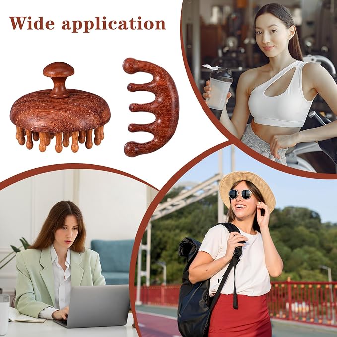 ElevateTech Wooden Scalp Massage Comb, Sandalwood Head Massager - Image 6