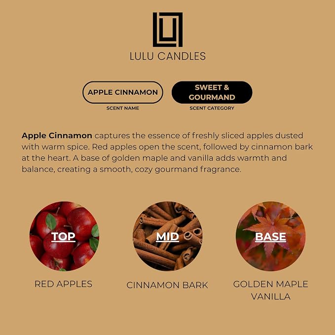 Lulu Candles | Apple Cinnamon | Luxury Scented Soy Jar Candle | Hand Poured in - Image 4