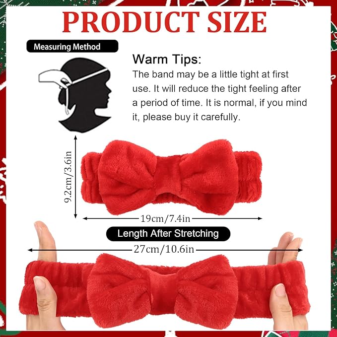WHAVEL 6PCS Red Spa Headband and Wristbands Set, Valentine's Day Face Wash - Image 2