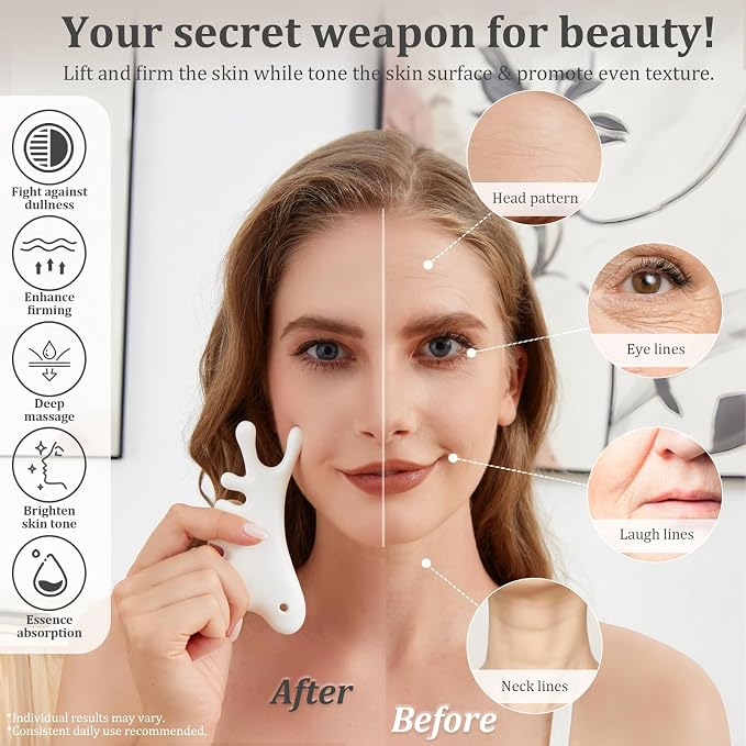 6-in-1 Ceramic Gua Sha Tool for Body & Face, Lymphatic Drainage, Trigger Point - Image 7