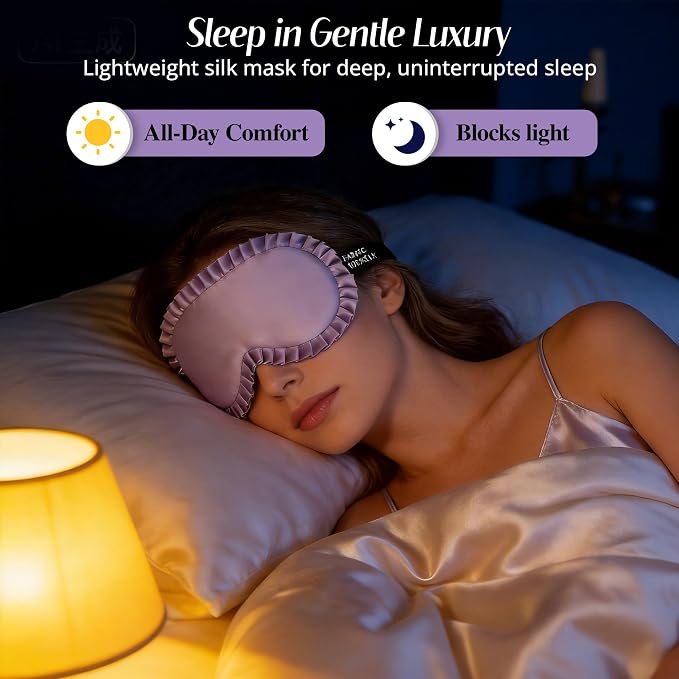 Silk Sleep Mask for Women: 100% Mulberry Silk Eye Mask, Soft Wavy Edge Eye - Image 6