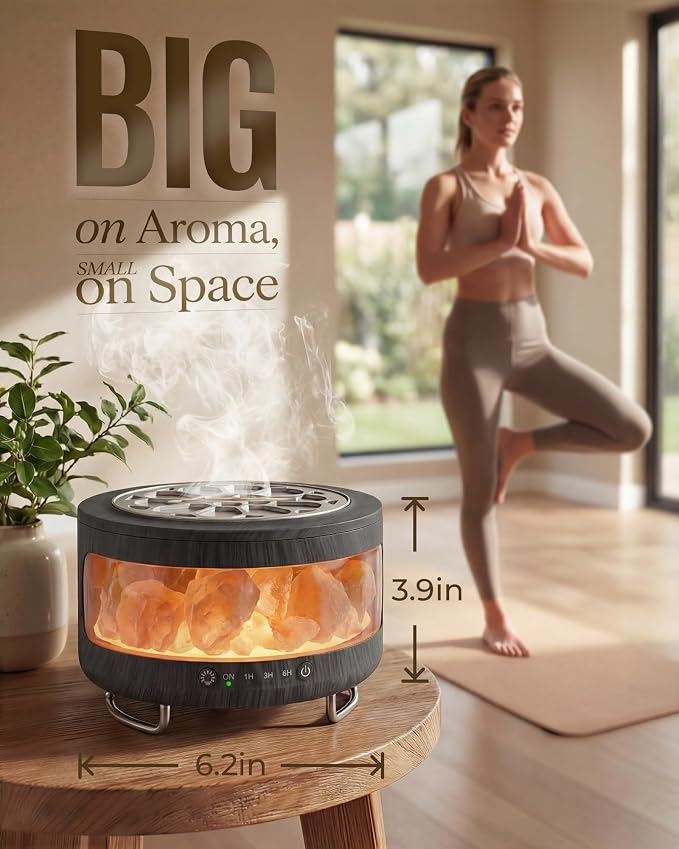 Essential Oil Diffuser with Himalayan Salt Lamp, 350ml Ultrasonic Aromatherapy - Image 3