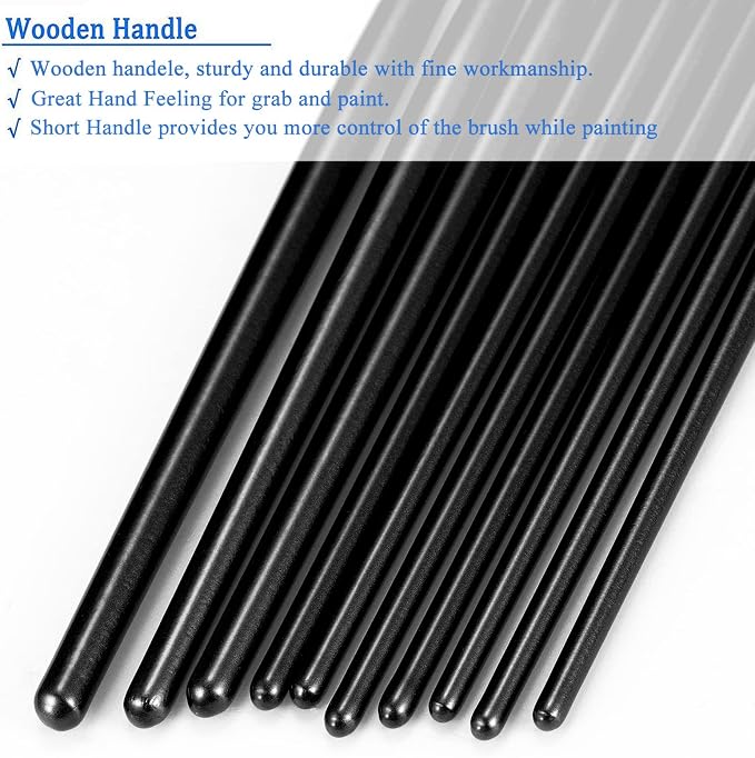 BOSOBO Paint Brushes Set, 2 Pack 20 Pcs Round Pointed Tip Nylon Hair Artist - Image 5