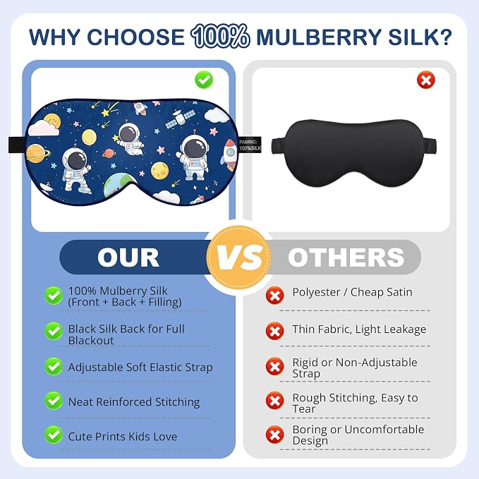 Kids Silk Sleep Mask: 100% Mulberry Silk Eye Mask - Image 5