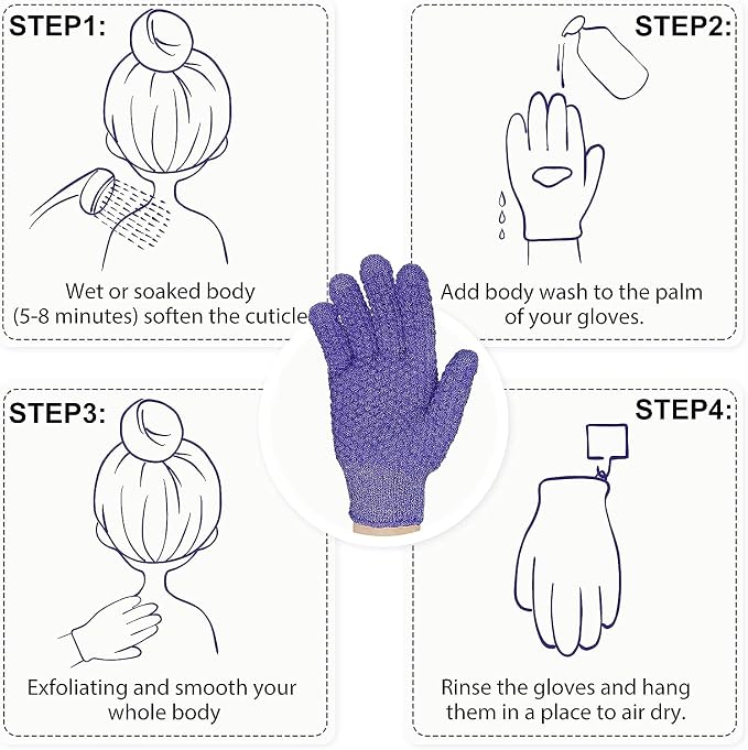 Evridwear Exfoliating Glove Shower Gloves Exfoliate Dead Skin - Image 2
