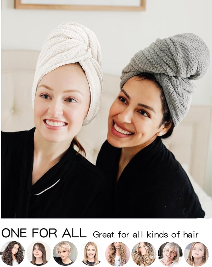 ROLSHOL 2-Pack Large Microfiber Hair Towel Wraps, Super Absorbent & Quick Dry - Image 5