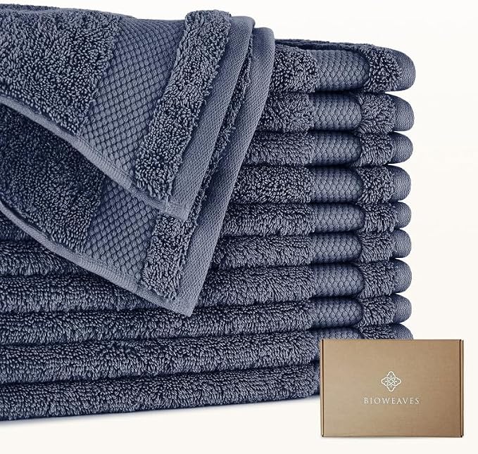 BIOWEAVES 100% Organic Cotton 700 GSM Luxury Wash Cloths GOTS Certified 13" x by BIOWEAVES