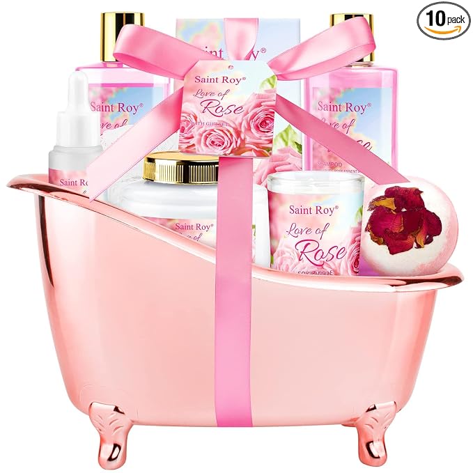 Mothers Day Gifts for Women, Bath Kit Rose Bath and Body Gift, Facial Skin Care by SaintRoy