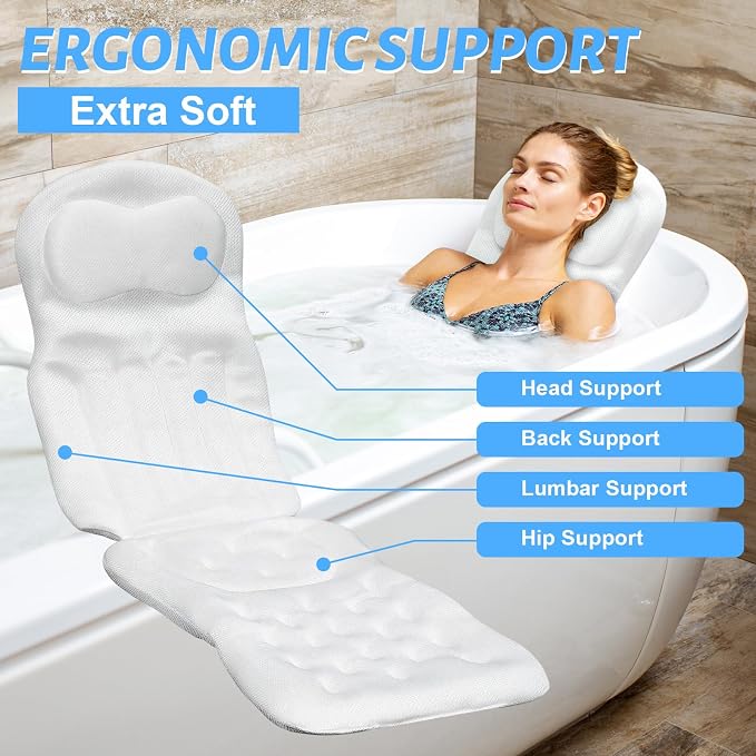 Full Body Bath Pillow for Bathtub, Thick Bathtub Cushion for Soaking Tub - Image 3