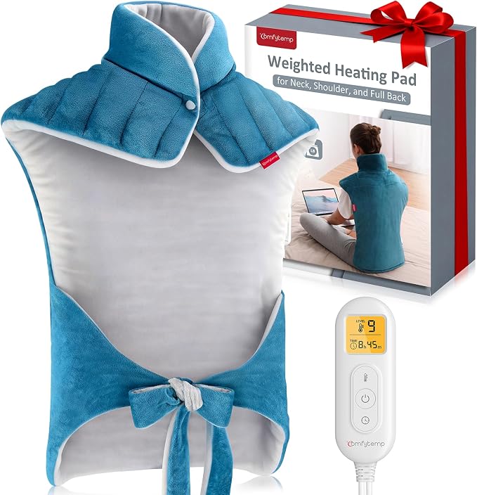 Comfytemp Heating Pad for Back, Weighted Electric Heating Pad for Neck Shoulders by Comfytemp