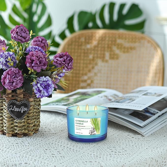 2x14oz Large 3-Wick Outdoor Indoor Citronella Candles, Long Lasting to 30 Hours - Image 7