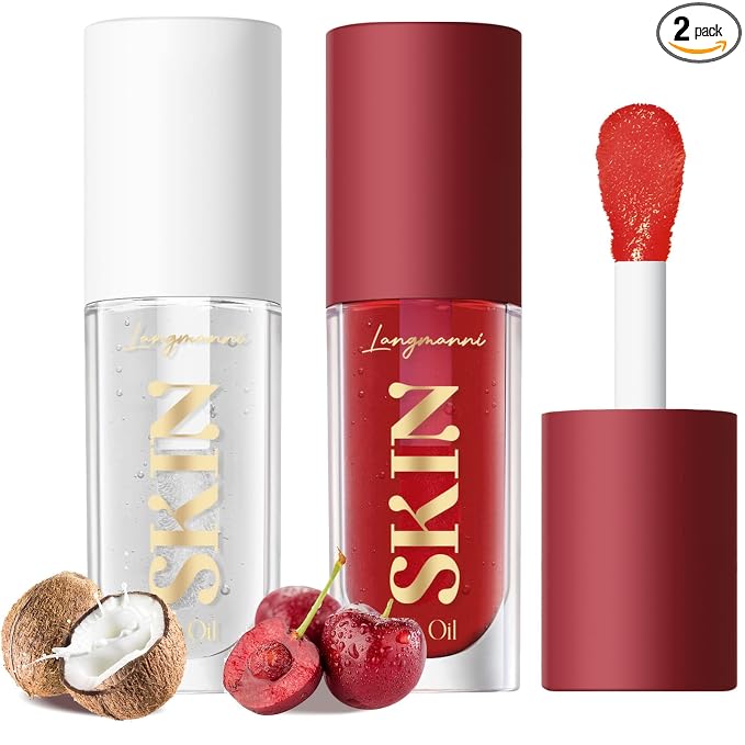 LANGMANNI Moisturizing Lip Oil, No-Sticky Lip Gloss Lip Balm Lip Care, Fruit by LANGMANNI