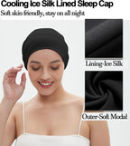 Sleep Cap Bonnet for Sleeping Black Women, Adjustable Cooling Ice Silk Lined - Image 6