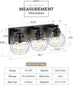 Bathroom Light Fixtures Over Mirror, 3-Light Matte Black Vanity Light - Image 2