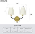 Bathroom Vanity Light with Fabric Shade, 2-Light Bathroom Vanity Light Over - Image 5