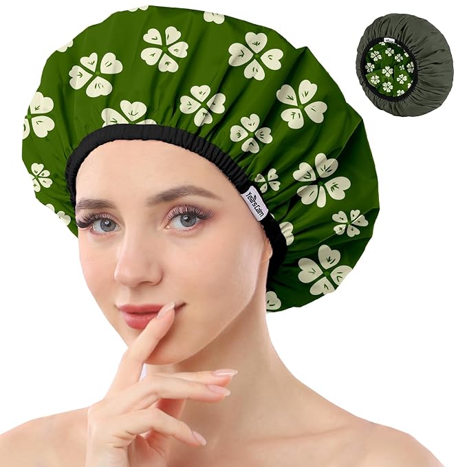 Years calm Shower Caps for Women Reusable Waterproof, Double Layer Waterproof by Yearscalm