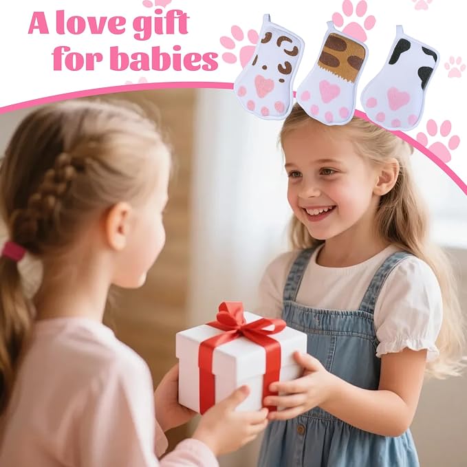 Baby and Kids Bath loofah Sponge, Easy Grip Cute Cat Paw Design Kids Body - Image 7