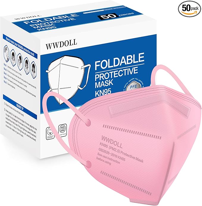 WWDOLL KN95 Face Mask 50 Pack, 5-Layers Breathable KN95 Masks by WWDOLL