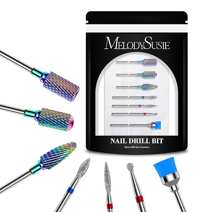MelodySusie Nail Drill Bits Set, 3/32'' Professional Nail Bits by MelodySusie