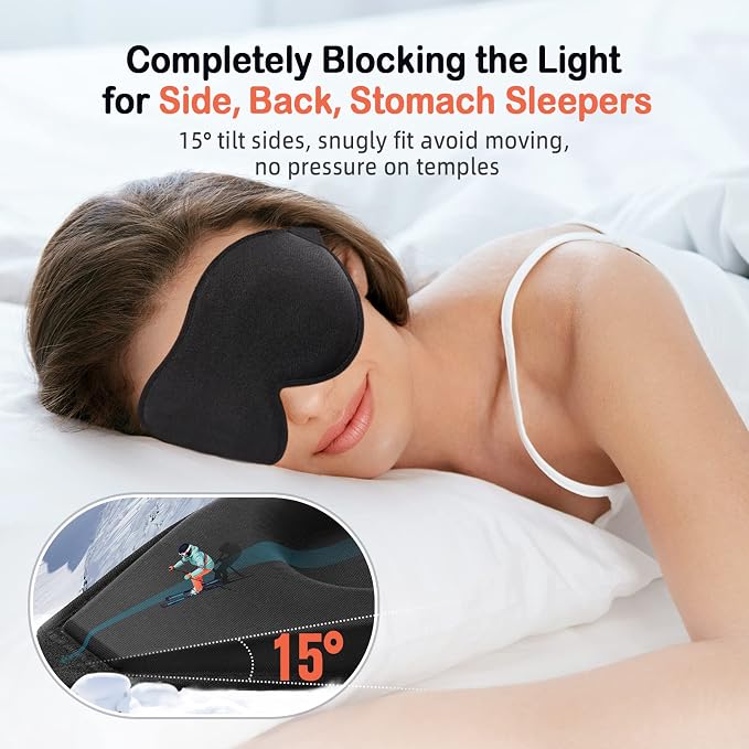 LitBear Sleep Mask for Side Sleeper Women Men, Eye Mask for Sleeping Light - Image 2