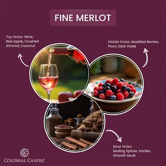 Colonial Candle Fine Merlot Scented Candle Jar, Highly Fragranced Candles - Image 2