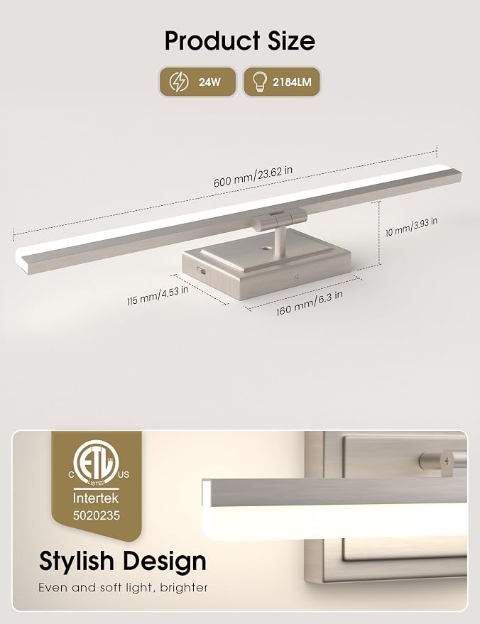 VOLISUN Modern Bathroom Vanity Light 24 inch, 24W Dimmable 5CCT Led Bathroom - Image 5