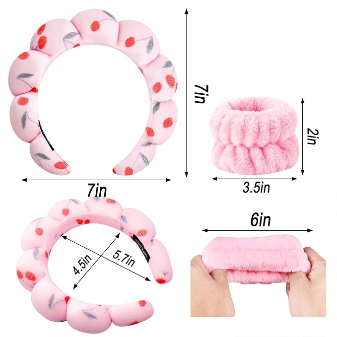Zkptops Spa Headband for Washing Face Wristband Set Sponge Makeup Skincare - Image 6