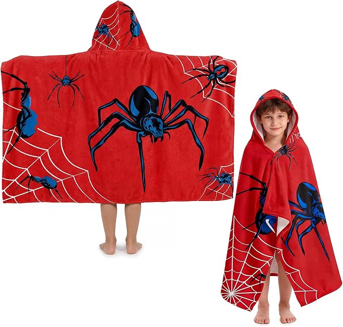 Peryiter 1 Pcs Spider Hooded Bath and Beach Towel 100% Cotton Pool Towels by Peryiter