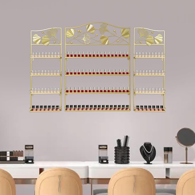 4 Tier Wall-Mounted Nail Polish Storage Racks 3PCS Metal Nail Polish Organizer - Image 6