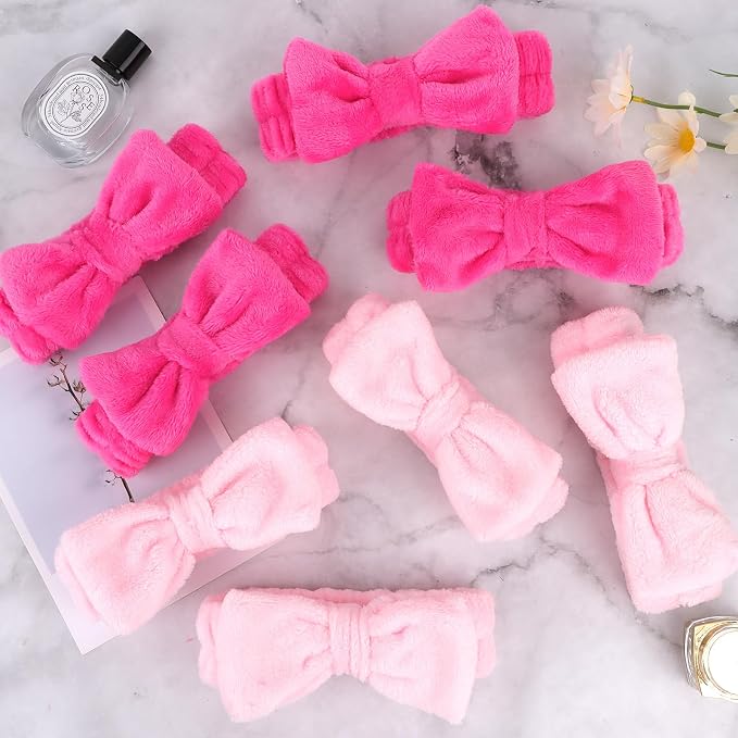 Ondder 8 Pcs Pink Spa Headband Microfiber Makeup & Face Wash Headbands - Image 7