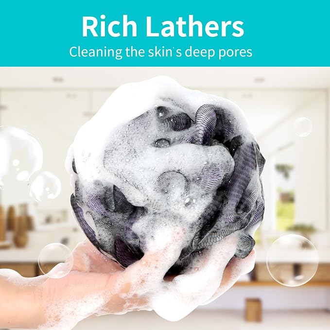 BCKENEY Bath Loofah Shower Sponge Body Back Scrubber Soft Mesh Shower Puffs - Image 7