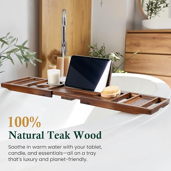 Teak Bathtub Tray, Bath Caddy - Image 2