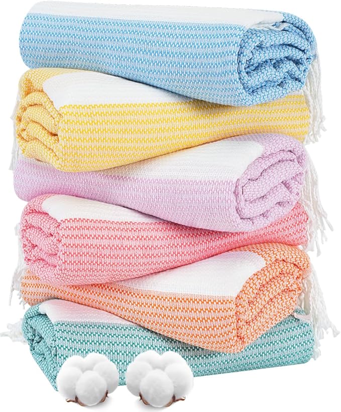 Genovega 6 Oversized Turkish Beach Bath Towel Set Bulk 74"x38" Extra Large Sand by genovega