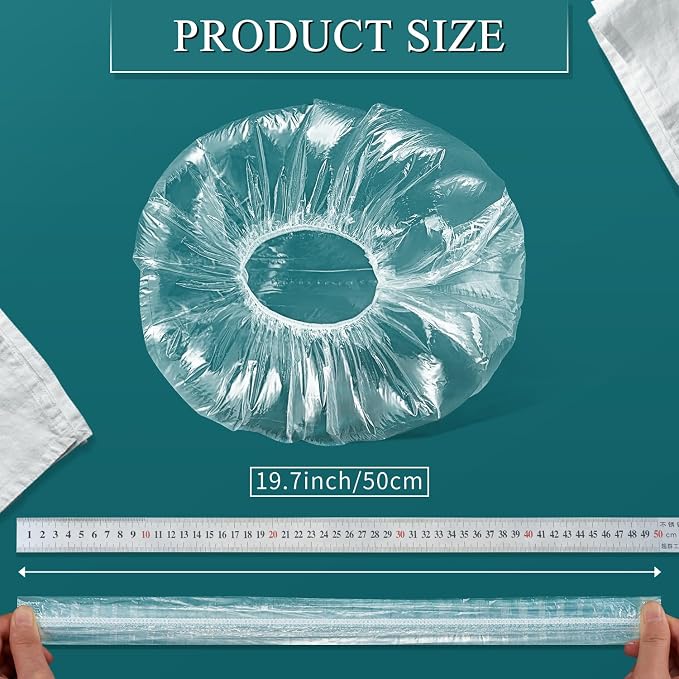 MORGLES 100 Pcs Disposable Shower Caps, Plastic Hair Caps - Image 3