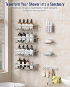 8 Pack Adhesive Rustproof Shower Shelves - Image 3