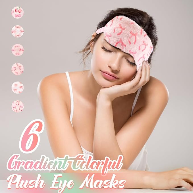 Cuffbow 6 Pack Plush Sleep Mask Set, Cute Plush Eye Masks - Image 4