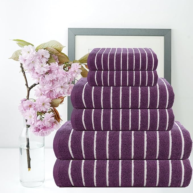 CASA COPENHAGEN Ecstatic 6 Pieces Towel Set- Dark Purple, 600 GSM 2 Bath Towel - Image 4