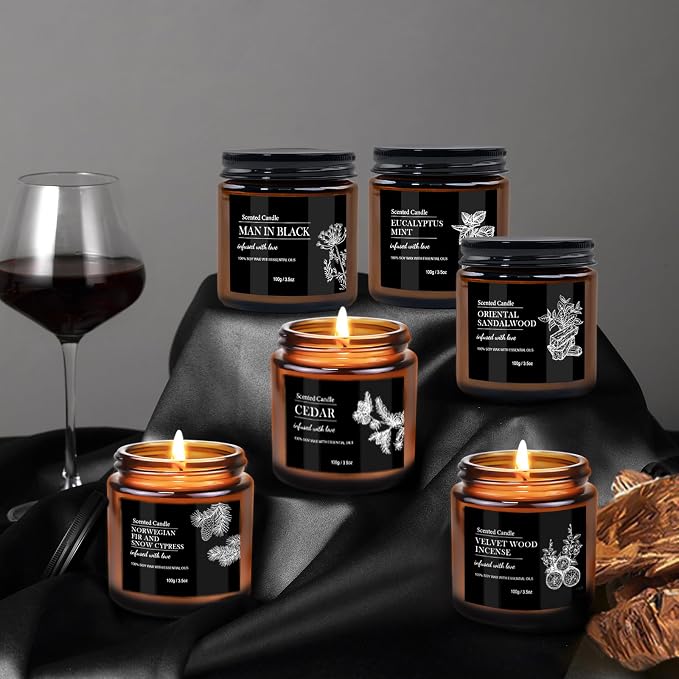 Scented Candles for Men | 6 Pack Candles for Home Scented, 150 Hour Burn Time - Image 5