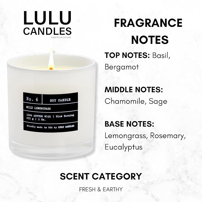 Lulu Candles | Wild Lemongrass | Luxury Scented Soy Jar Candle | Hand Poured in - Image 2