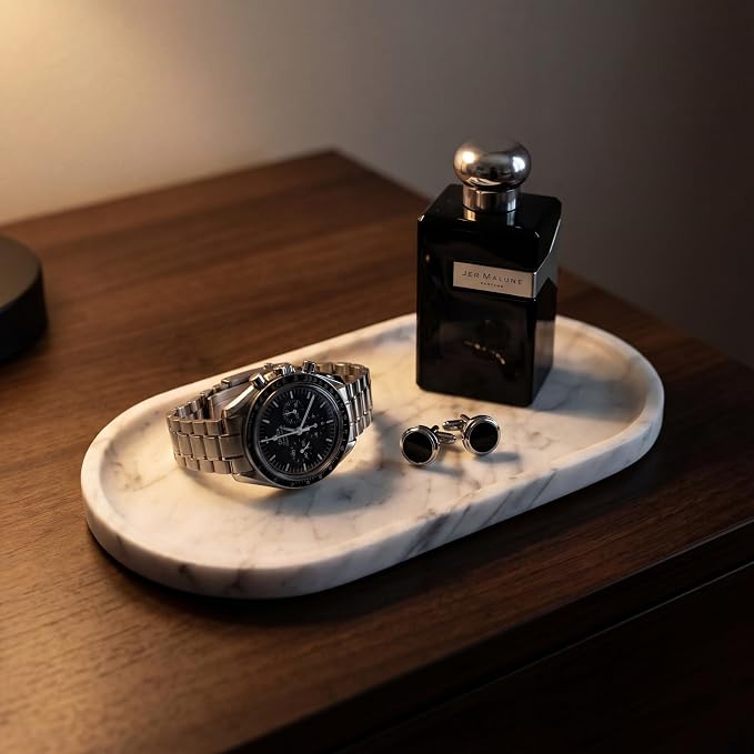 YKAJO Oval Real Marble Tray for Bathroom Kitchen Counter Stone Decorative - Image 12