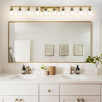 Gold Bathroom Vanity Light, 10-Light Brushed Gold Bathroom Light Fixtures - Image 2