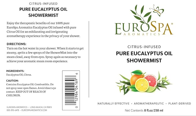 EuroSpa Aromatics Pure Eucalyptus Oil ShowerMist and Steam Room Spray, - Image 9