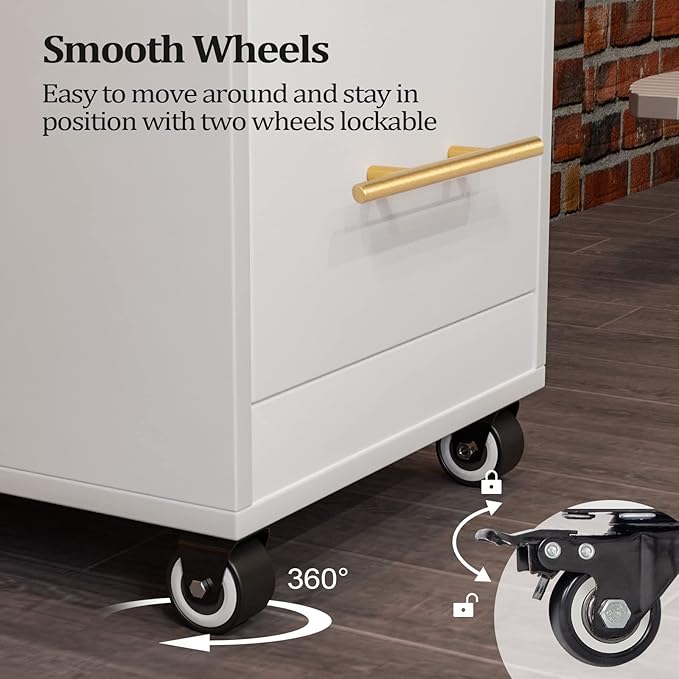 Salon Trolley Cart with Wheels, 3-Drawer Rolling Hair Styling Station, Mobile - Image 5