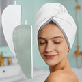 VOOVA & MOVAS Light Gray & White Microfiber Hair Towel Wrap by VOOVAMOVAS