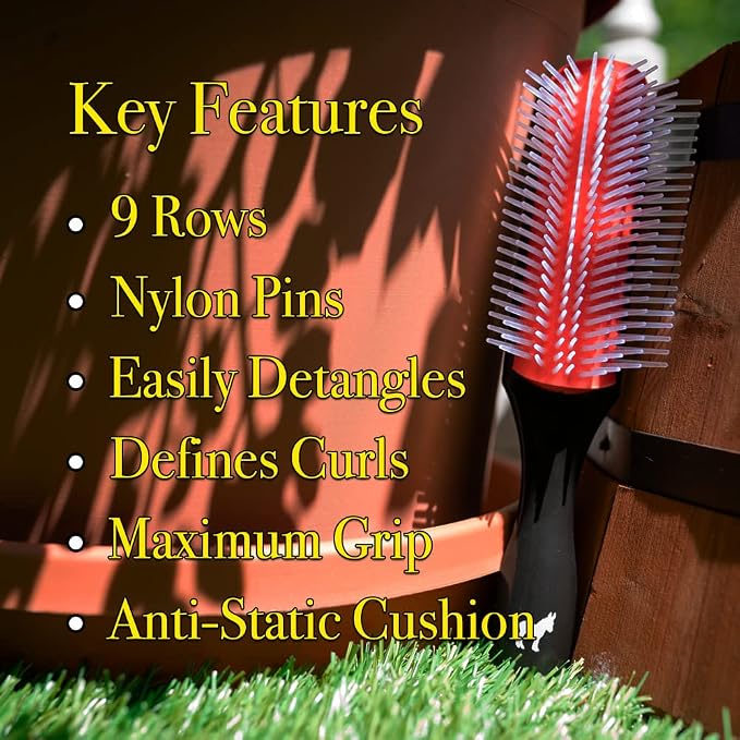 Pete & Pedro Classic Cushion 9 Row Nylon Bristle Men's & Women Hairbrush | Great - Image 2