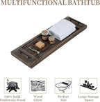 Hanobe Bathtub Tray Bath Caddy: Wood Tub Trays Table Extra Large Rustic Bathtub - Image 9