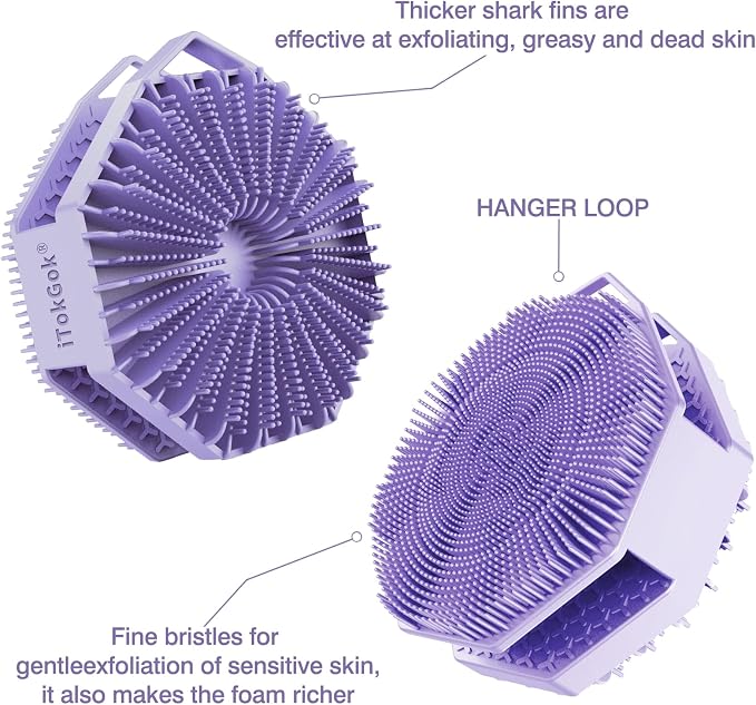 iTokGoK® Premium Silver-Infused 2 in 1 Silicone Body Scrubber, Double-Sided - Image 5