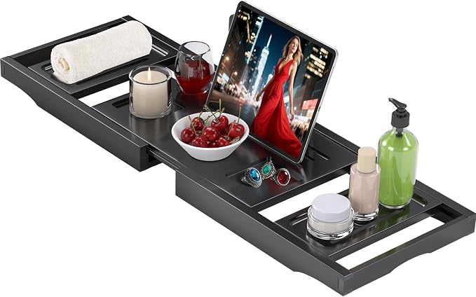 Bathtub Tray Caddy, Premium Bamboo Expandable Bath Tub Trays Table, Foldable by Unknown