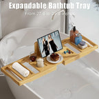 Bathtub Tray Caddy, Premium Bamboo Expandable Bath Tub Trays Table, Foldable - Image 2