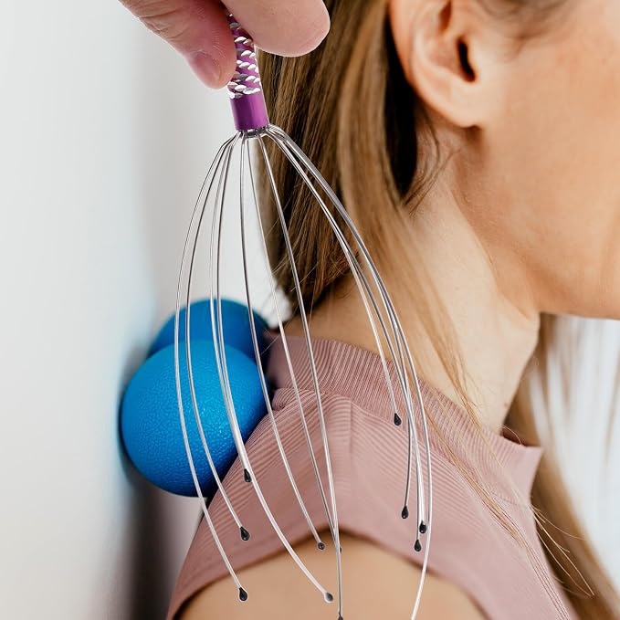 rosenice Scalp Massager Hand Held Therapeutic Head Scratcher Steel Wire Head - Image 7